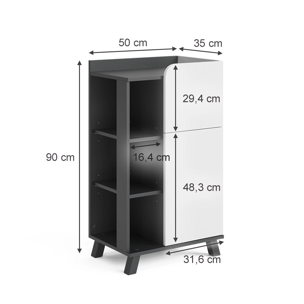 Vicco Mobile midi Antracite/bianco 50 x 90 cm con anta e cassetto