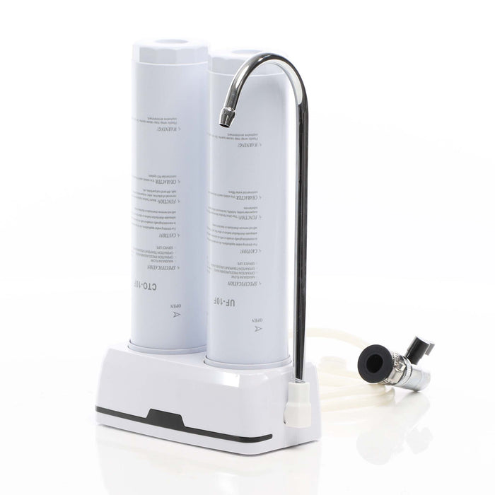 Naturewater Filtro acqua NW-2-CTOUF, Sistema di filtrazione a 2 livelli con cartucce, Filtro da banco