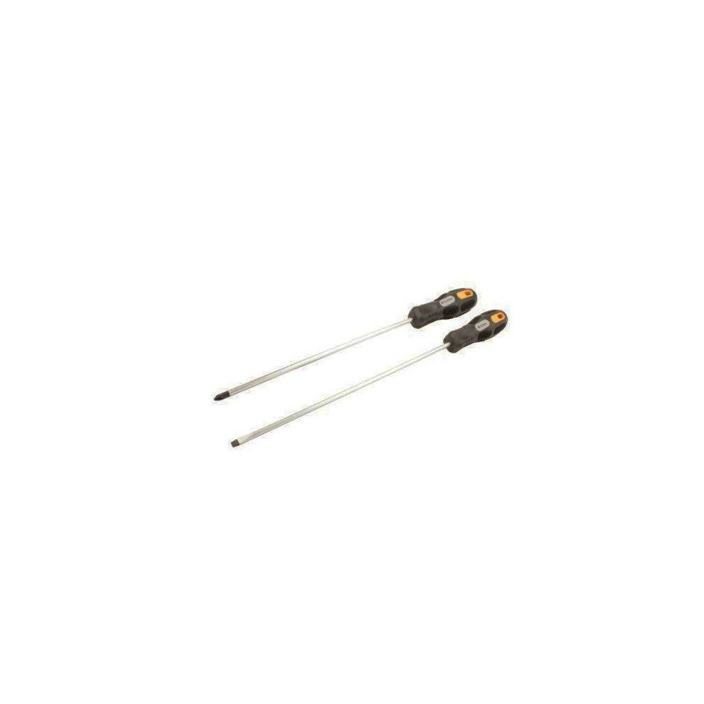 Trade Shop - Set 2 Cacciavite 1 Fisso 1 Stella 6x175mm Giravite Con Manico Gomma Ergonomico -