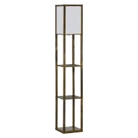 Lampada da Terra con 3 Mensole Integrate, Attacco E27 Potenza 40W, 26x26x160cm, Colore Legno
