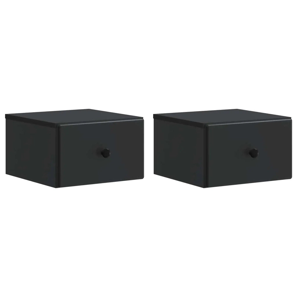 Mobiletto da notte a muro 2 pcs Nero 34,5 x 33 x 20 cm