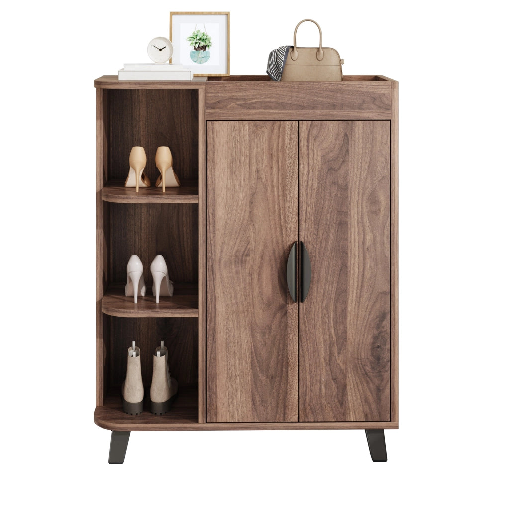 Scarpiera stretta 80x32x99 cm effetto noce， per ingresso piccolo