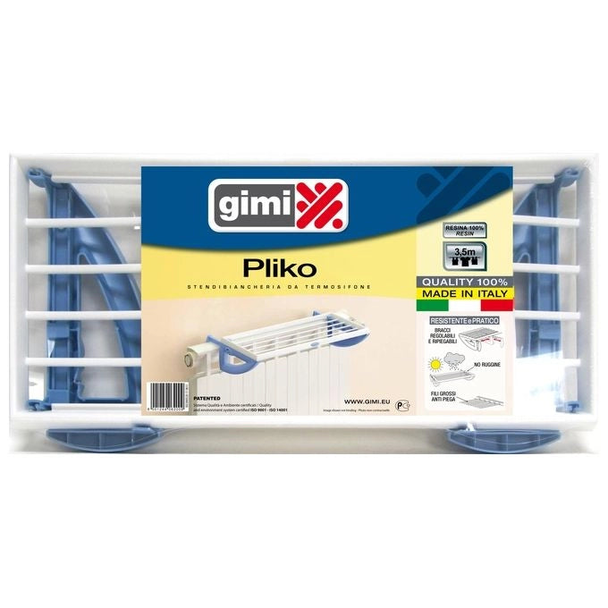 Gimi PLIKO SCA 20PZ Stendibiancheria da Termosifone in Resina 3.5 m Ripiegabile colore Bianco Blu