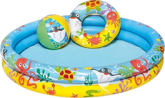 Bagnetto per bambini con scivolo - Set di costume da bagno per bambini - Amici dell'acqua - 122 x 20 cm - Bagnetto per bambini con scivolo multicolore