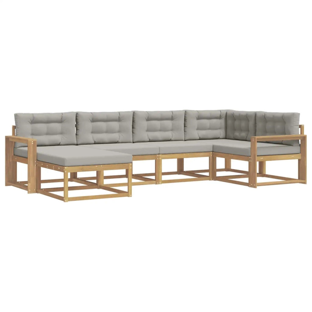 Set di divani da esterno 5 pz Bianco e Grigio Chiaro Poliestere 3386695
