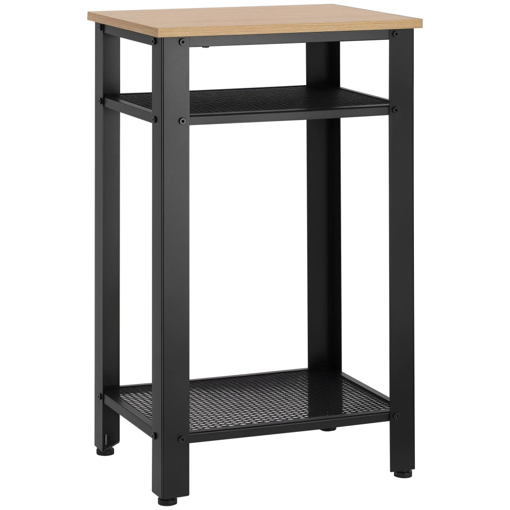 Tavolino da salotto industriale con ripiani in rete metallica e gambe regolabili ¨C Zephmum ¨C Quercia e nero 45x35x75 cm