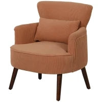 Poltrona Moderna, Imbottita con Cuscino Lombare, Gambe in Gomma, Arancione