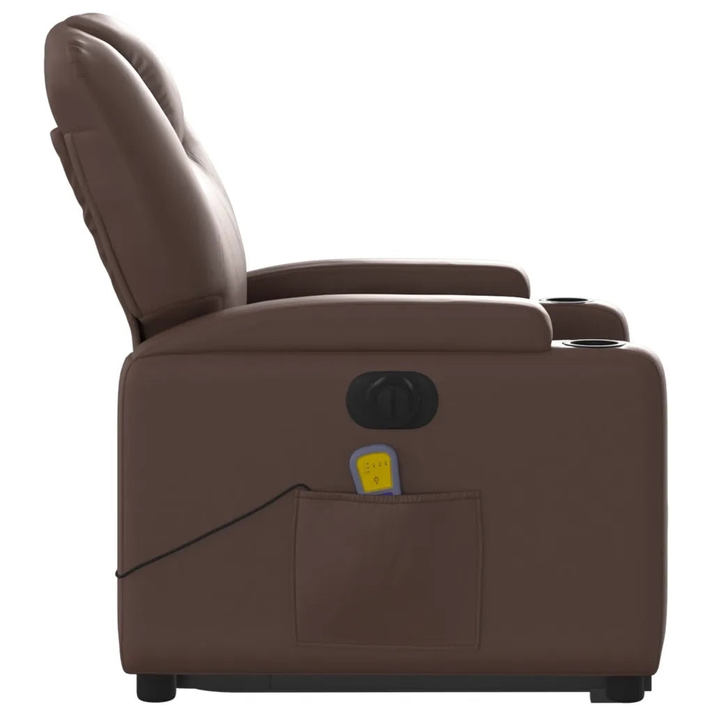 Poltrona Alzapersona Elettrica Reclinabile Marrone Similpelle