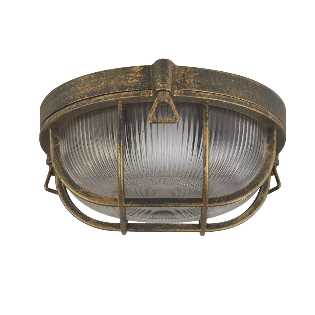 Plafoniera Esterno Vintage - Decò Paratia Alluminio Oro Trasparente 1 Luce E27