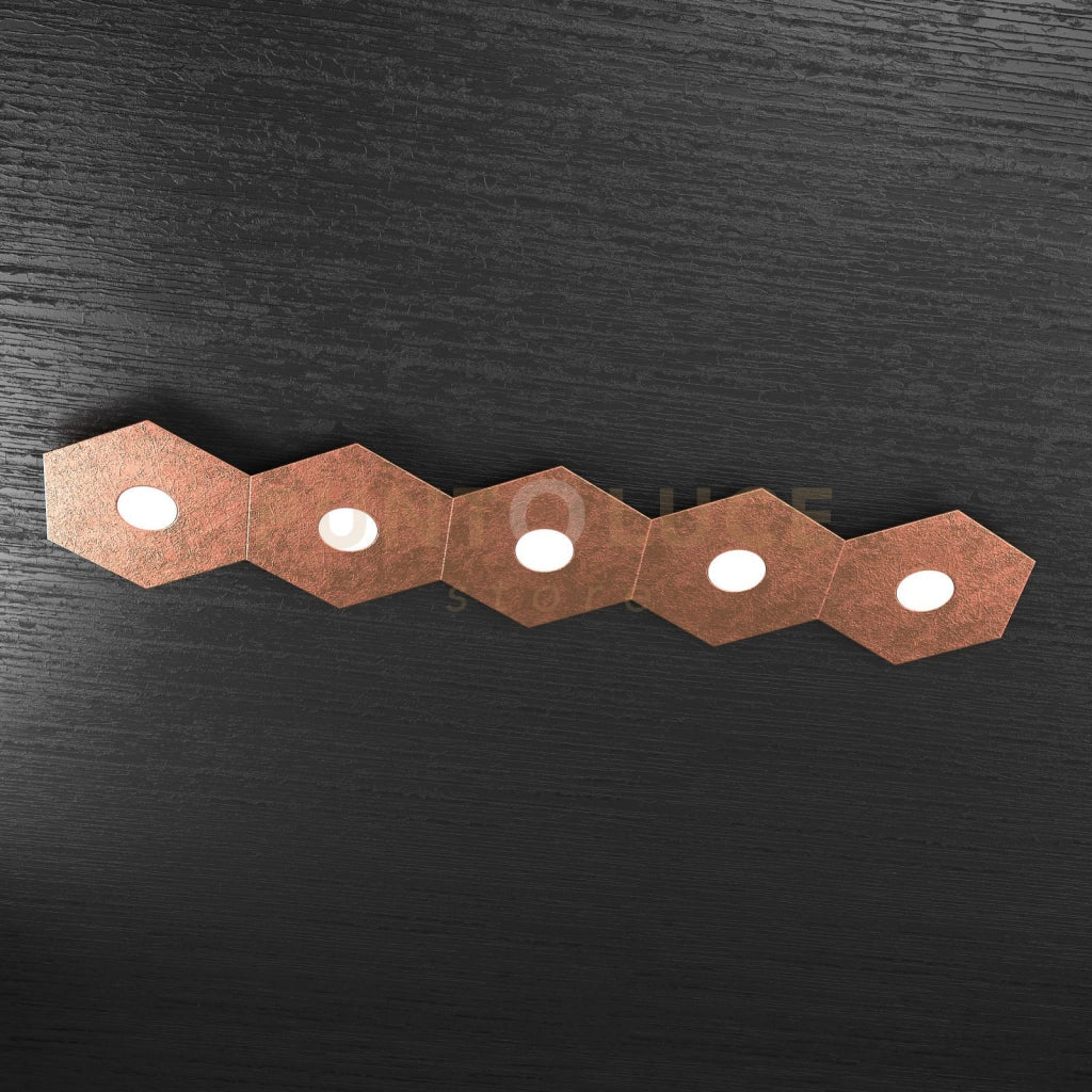 HEXAGON APPLIQUE-PLAFONIERA 5 LUCI FOGLIA RAME 1142-5L-FR