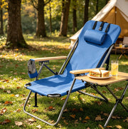 Sedia pieghevole relax da esterno con schienale regolabile a 4 posizioni; blu; in tessuto Oxford e metallo