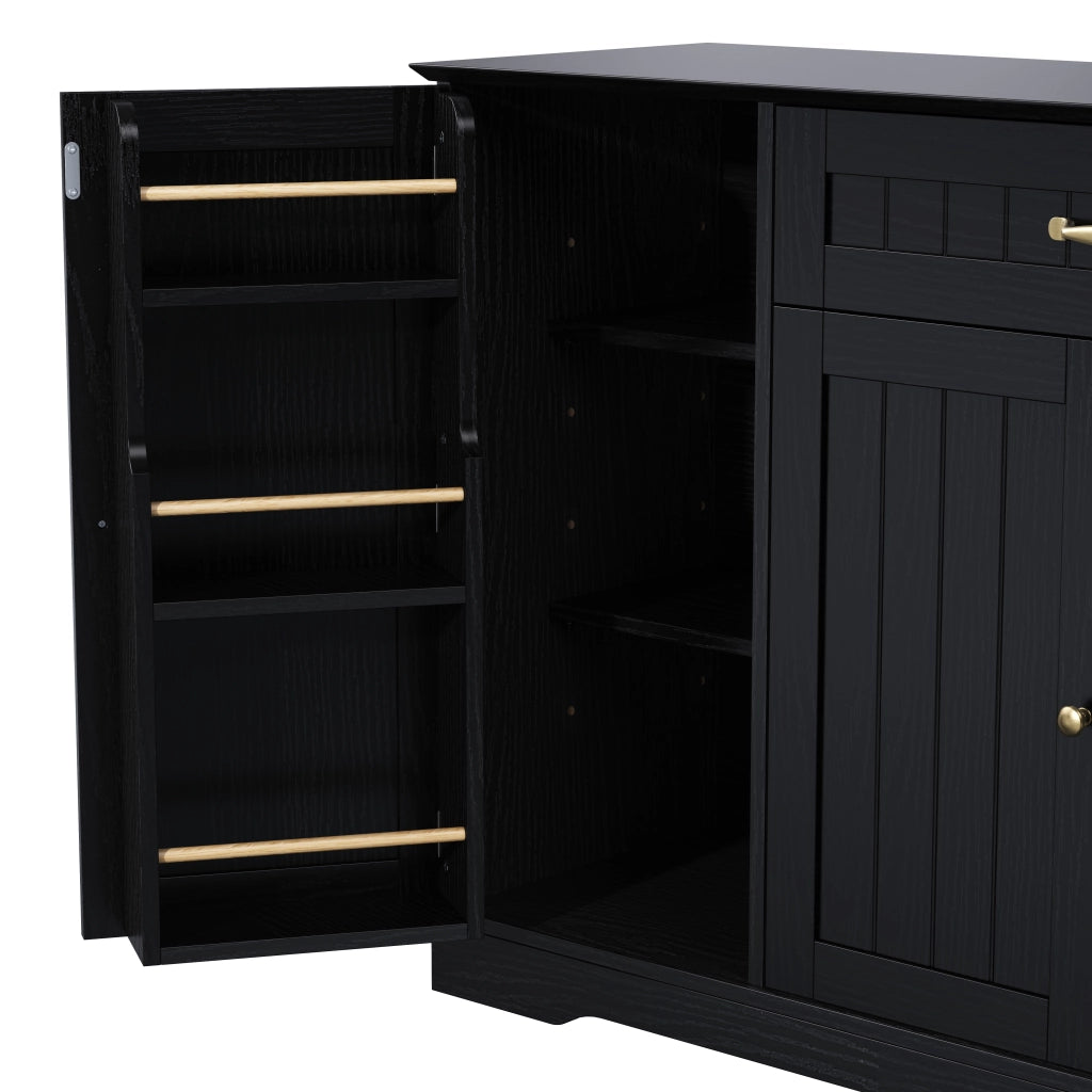Credenza con 3 ante e 1 cassetto; ripiani regolabili; per ingresso e soggiorno; in MDF; nero