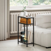 Tavolino laterale 40x18x62 cm a 3 ripiani in vetro nero