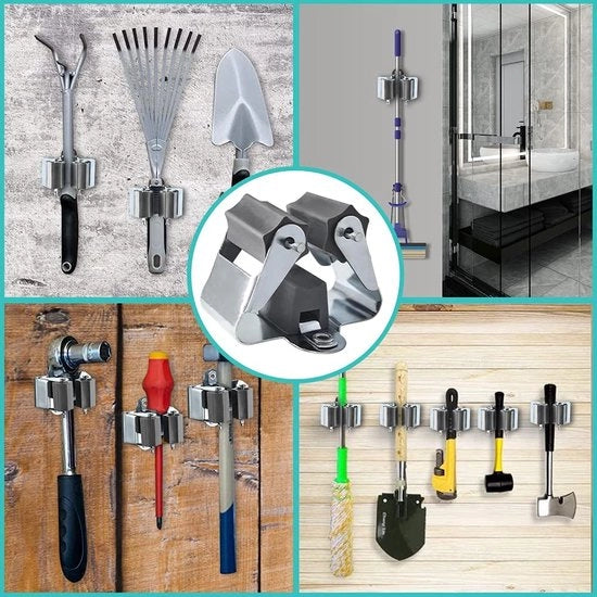 Ophangsysteem per tuingereedschap - Set Inclusivo di materiale di fissaggio (blu)