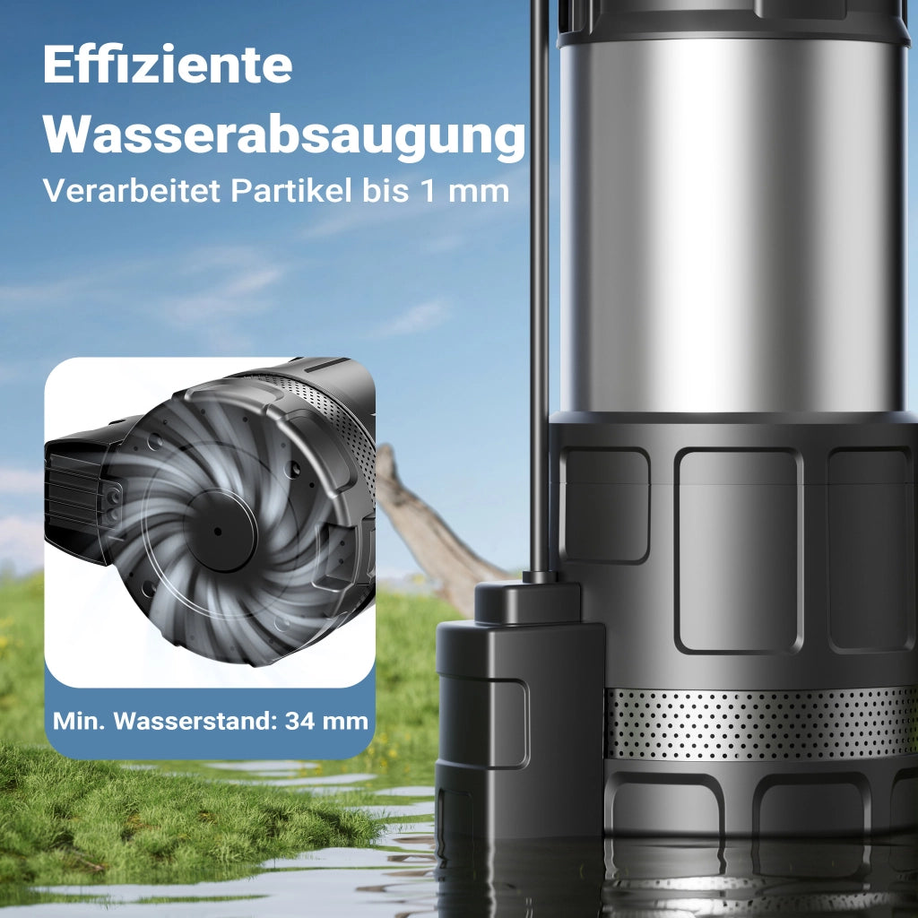 Pompa sommersa, 1200W 6000 l/h, profondità max 7 m, Elettropompa a immersione per pozzi e cisterne