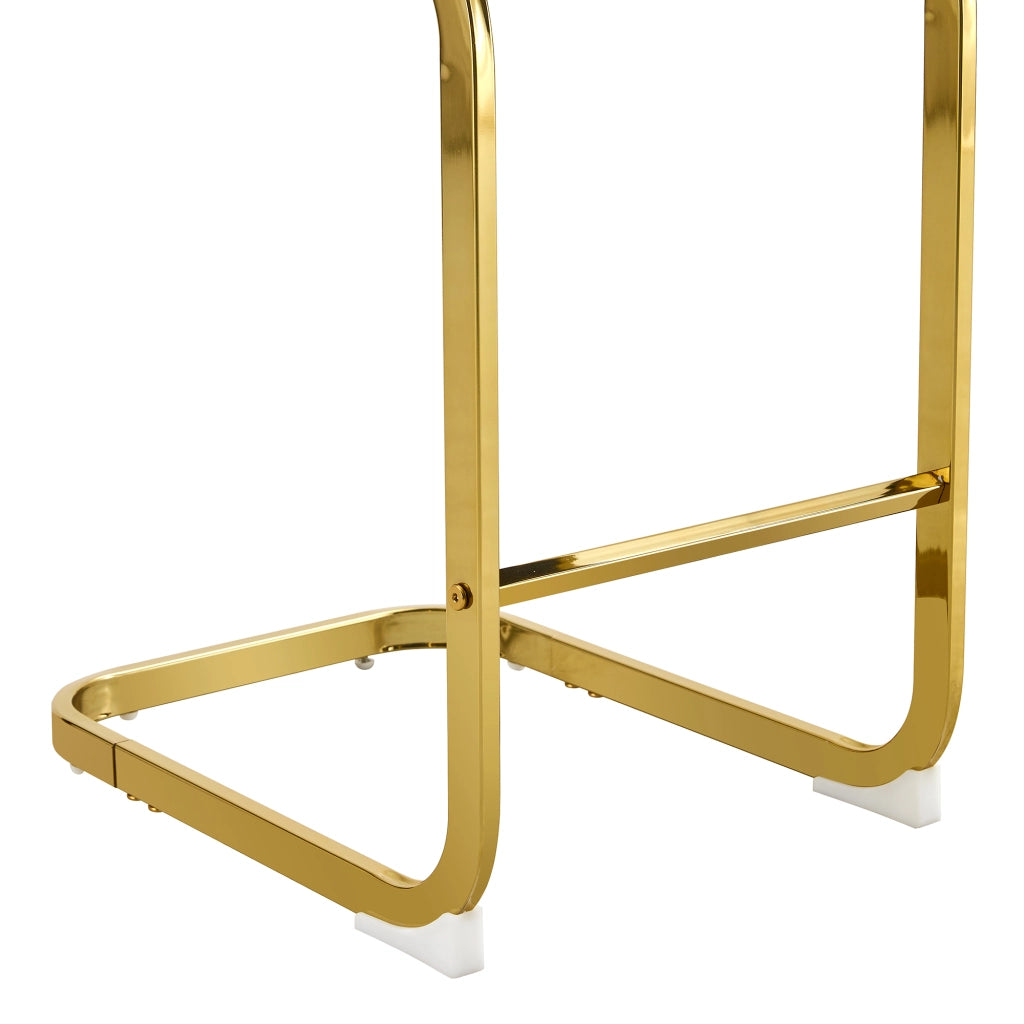 Set 2 Sgabelli da Bar Stile Nordico ¨C MINIMAL ¨C Similpelle Nera, Gambe in Metallo Oro