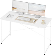 Scrivania per Computer, 140x60 cm, Tavolo da Lavoro con Struttura in Metallo, per Ufficio Casa Studio Camera da Letto, in Materiale a Base di Legno, Rovere Chiaro