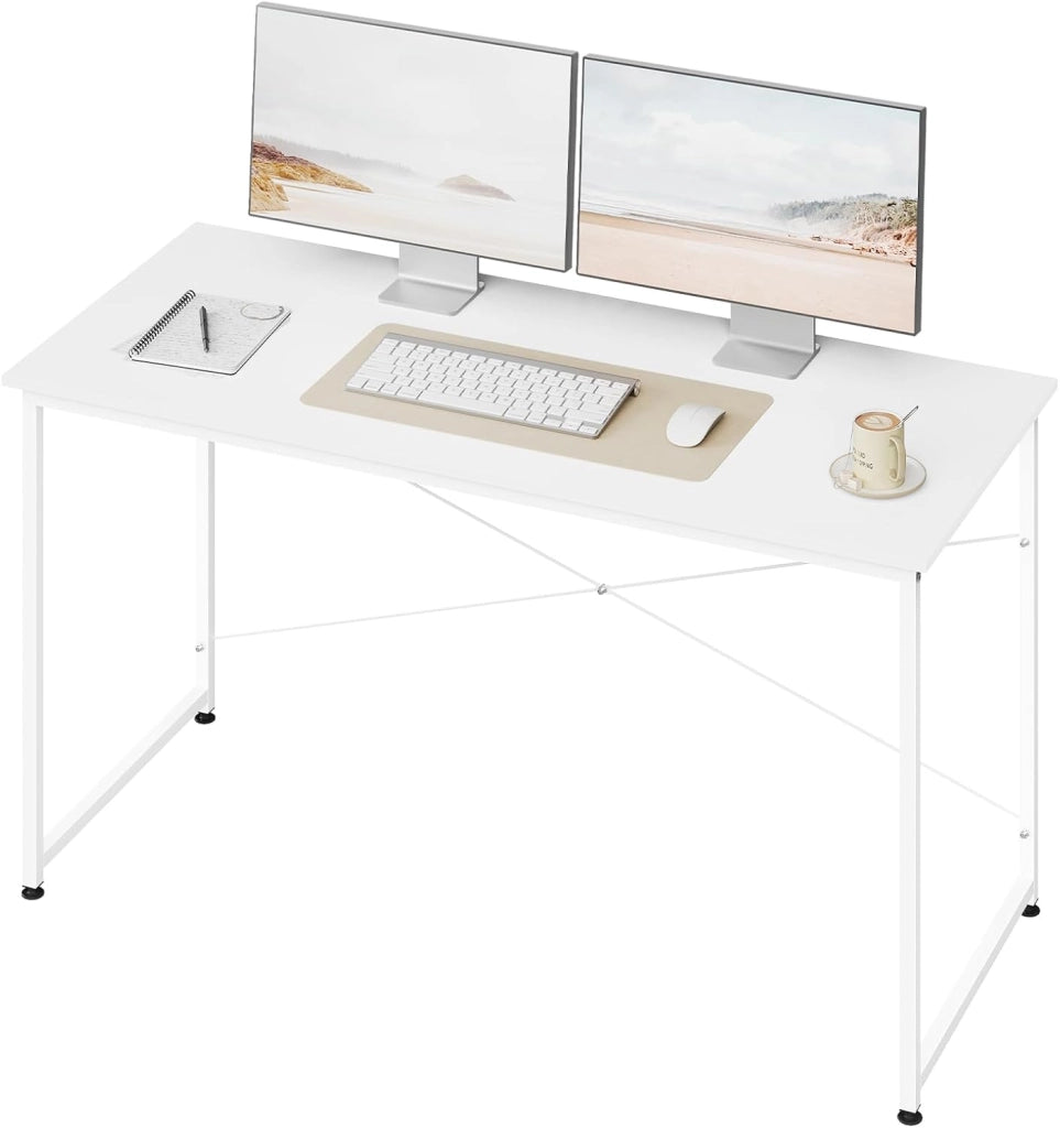 Scrivania per Computer, 140x60 cm, Tavolo da Lavoro con Struttura in Metallo, per Ufficio Casa Studio Camera da Letto, in Materiale a Base di Legno, Rovere Chiaro