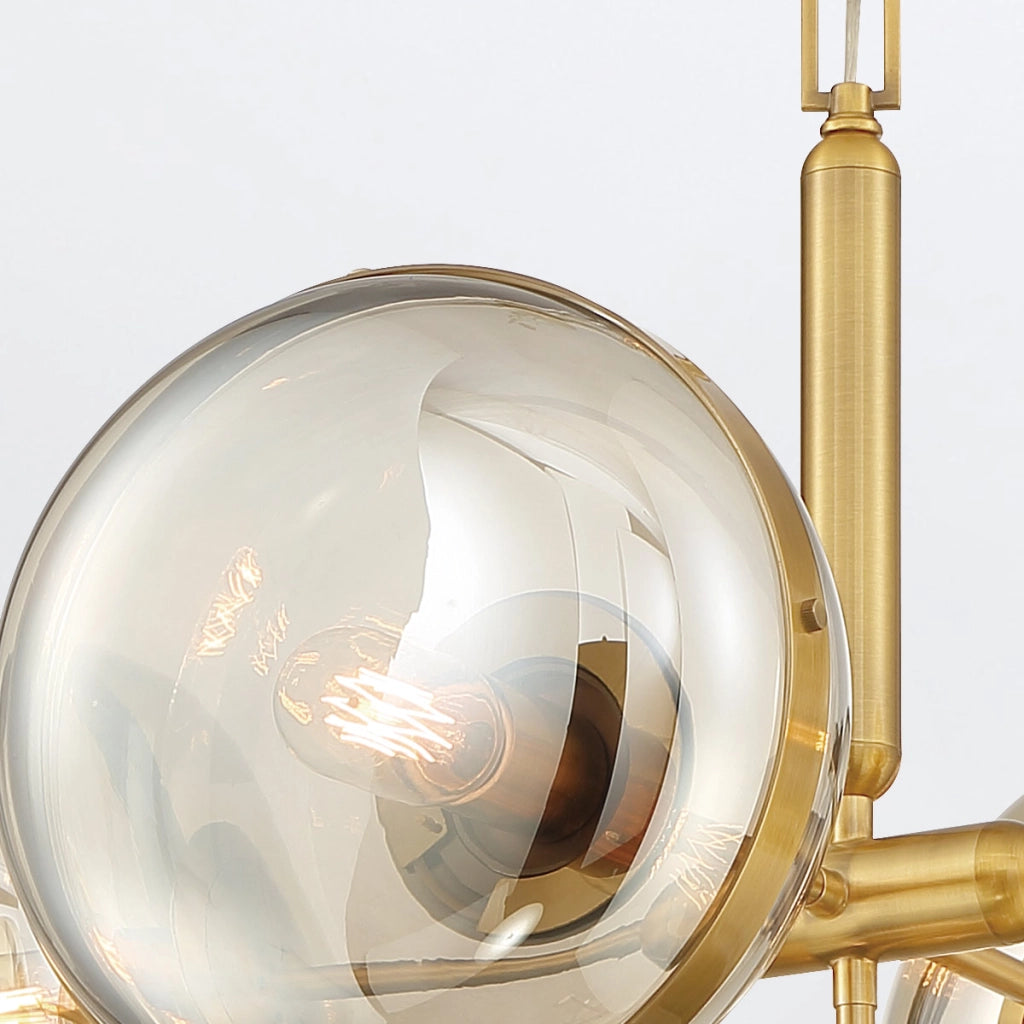 Lampada a sospensione Nottingham ottone 5 luci ambra