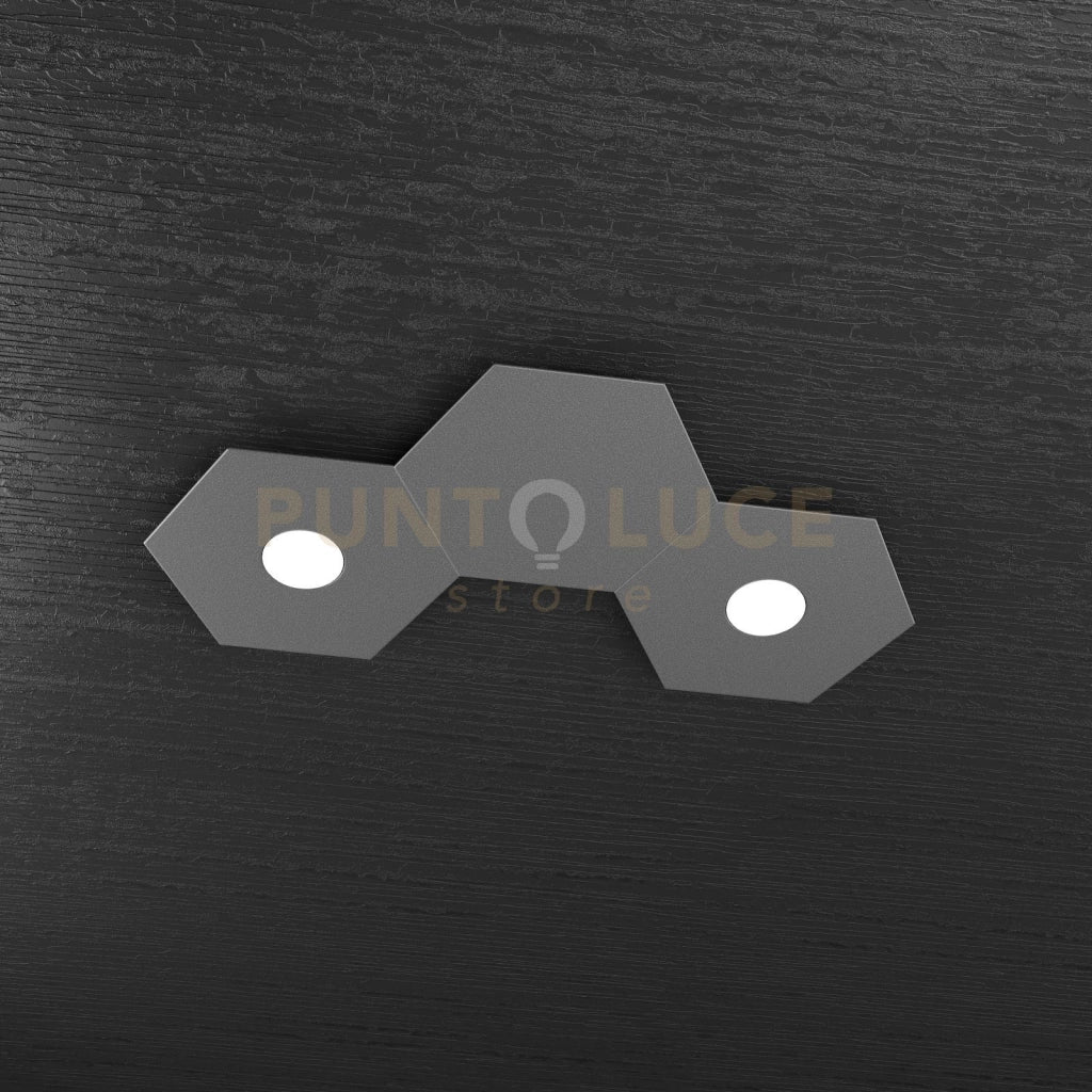 HEXAGON APPLIQUE-PLAFONIERA 2 LUCI + 1 DECORATIVO GRIGIO ANTRACITE 1142-2L1D-GA
