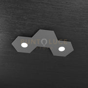 HEXAGON APPLIQUE-PLAFONIERA 2 LUCI + 1 DECORATIVO GRIGIO ANTRACITE 1142-2L1D-GA