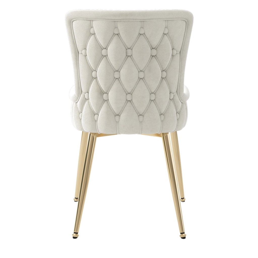 Set di 2 sedie da pranzo in velluto beige con gambe in metallo color oro
