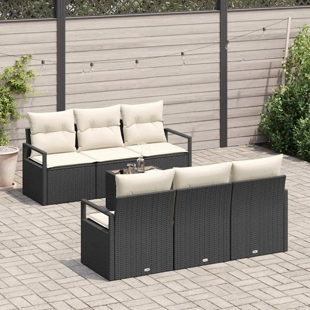 Set di divani con cuscino 7 pcs Nero e Crema polyrattan 3346267