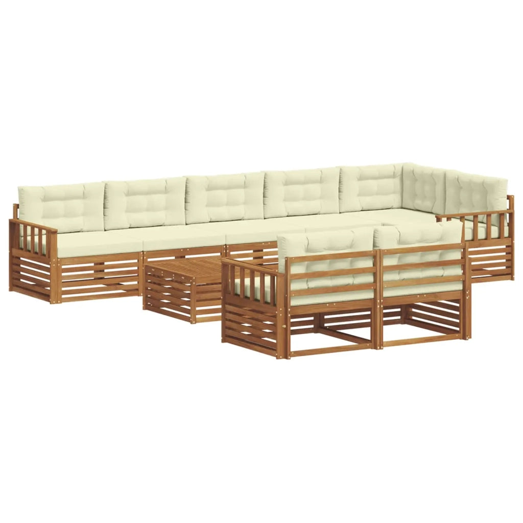 Set di divani da esterno con cuscino 9 pcs Naturale e Crema