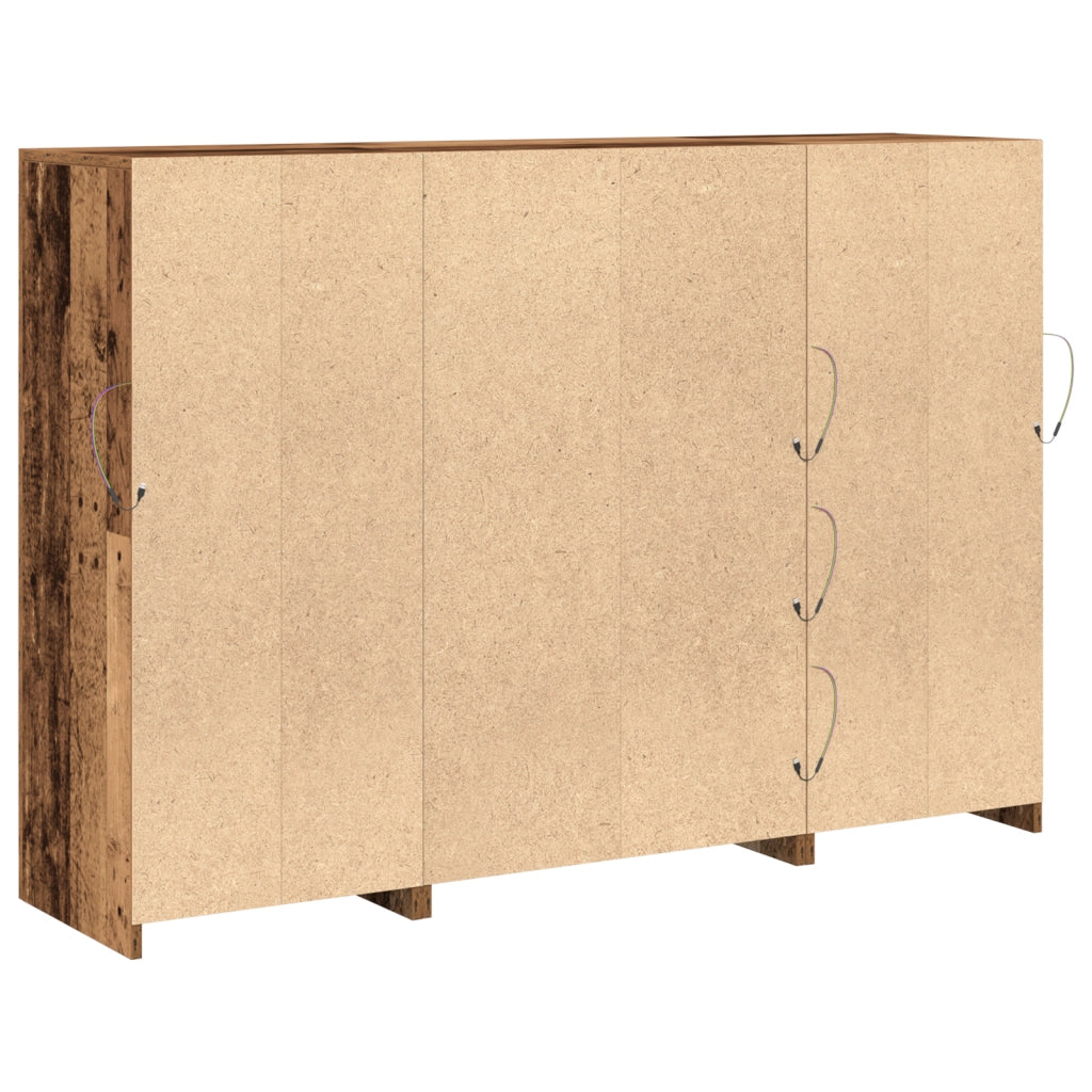Credenza con luci LED Legno Vecchio 143 x 37 x 100 cm Legno ingegnerizzato