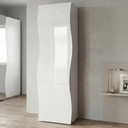 Armadio multiuso con linee Azalea, Made in Italy, Mobile moderno, Portascarpe con 1 anta e 1 ripiano, cm 63x40h187, colore Bianco lucido