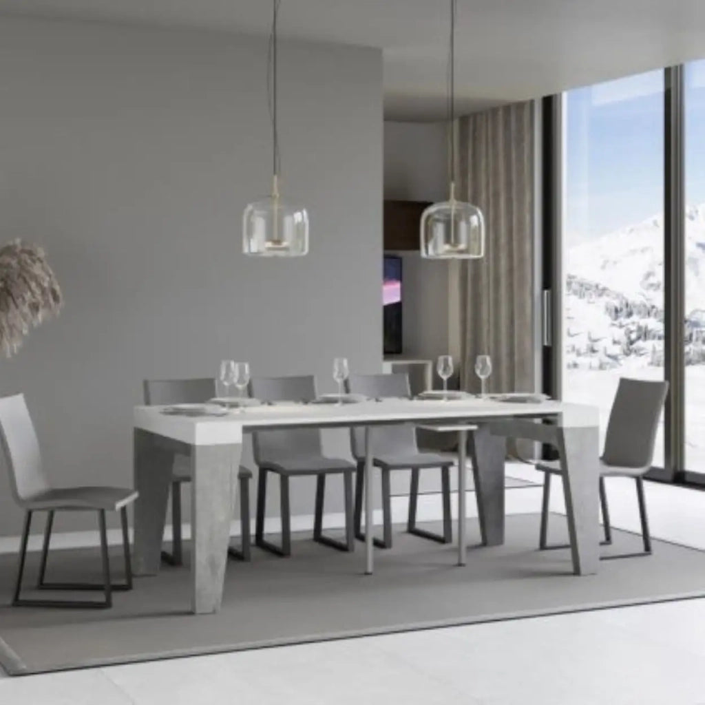 Consolle allungabile 90x40/196 cm Naxy Mix Small piano bianco frassino - struttura cemento