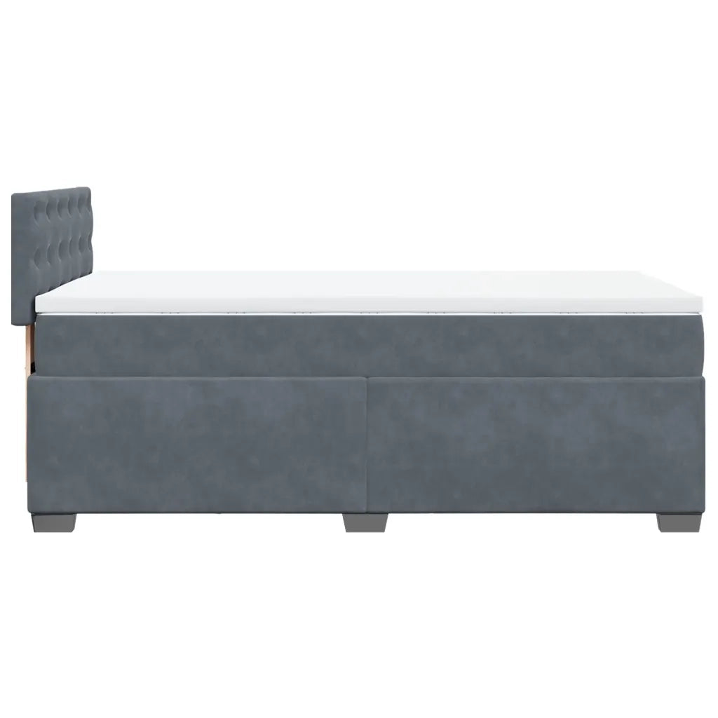 Giroletto a Molle con Materasso Grigio Scuro 90x190 cm Velluto