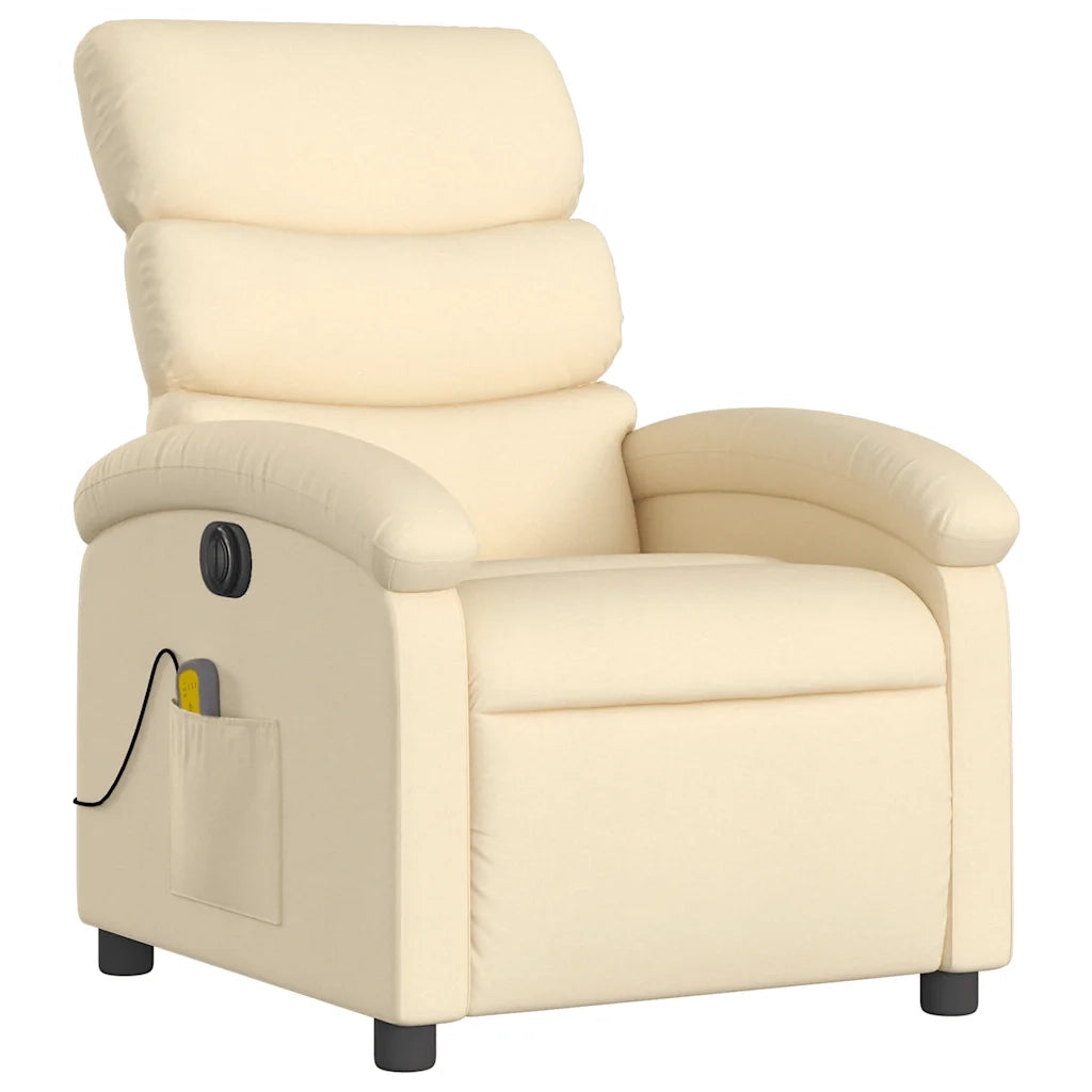 Poltrona Reclinabile Massaggiante Elettrica Crema in Tessuto 3203975