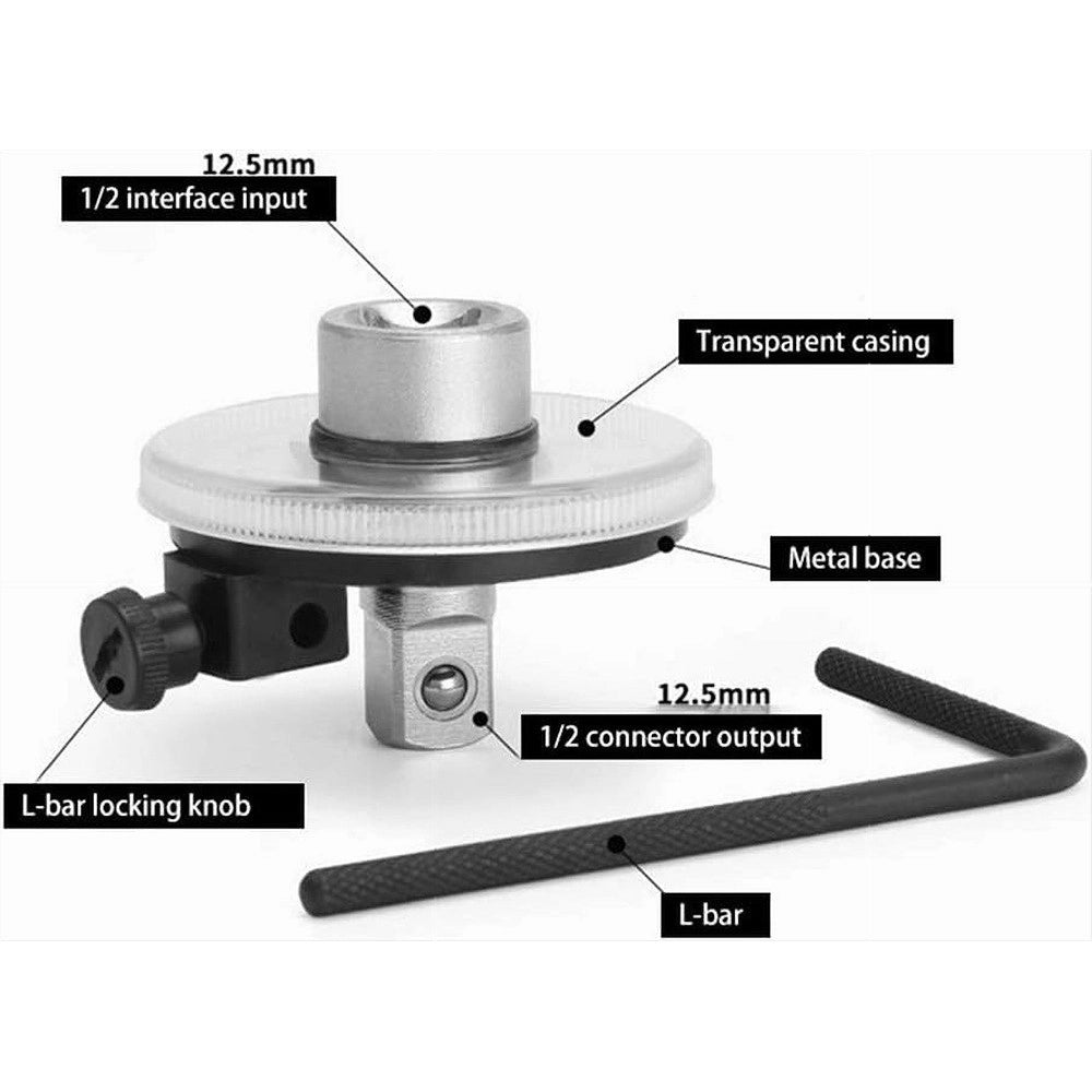 Trade Shop - Chiave Dinamometrica Regolabile A 360° Gradi Attacco Da 1/2" Manometro Angolare -