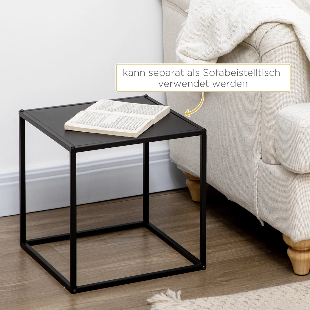 Tavolo da pranzo - set 2 tavolini - design moderno - struttura in acciaio - 120x59x45 cm - nero - fino a 10 kg