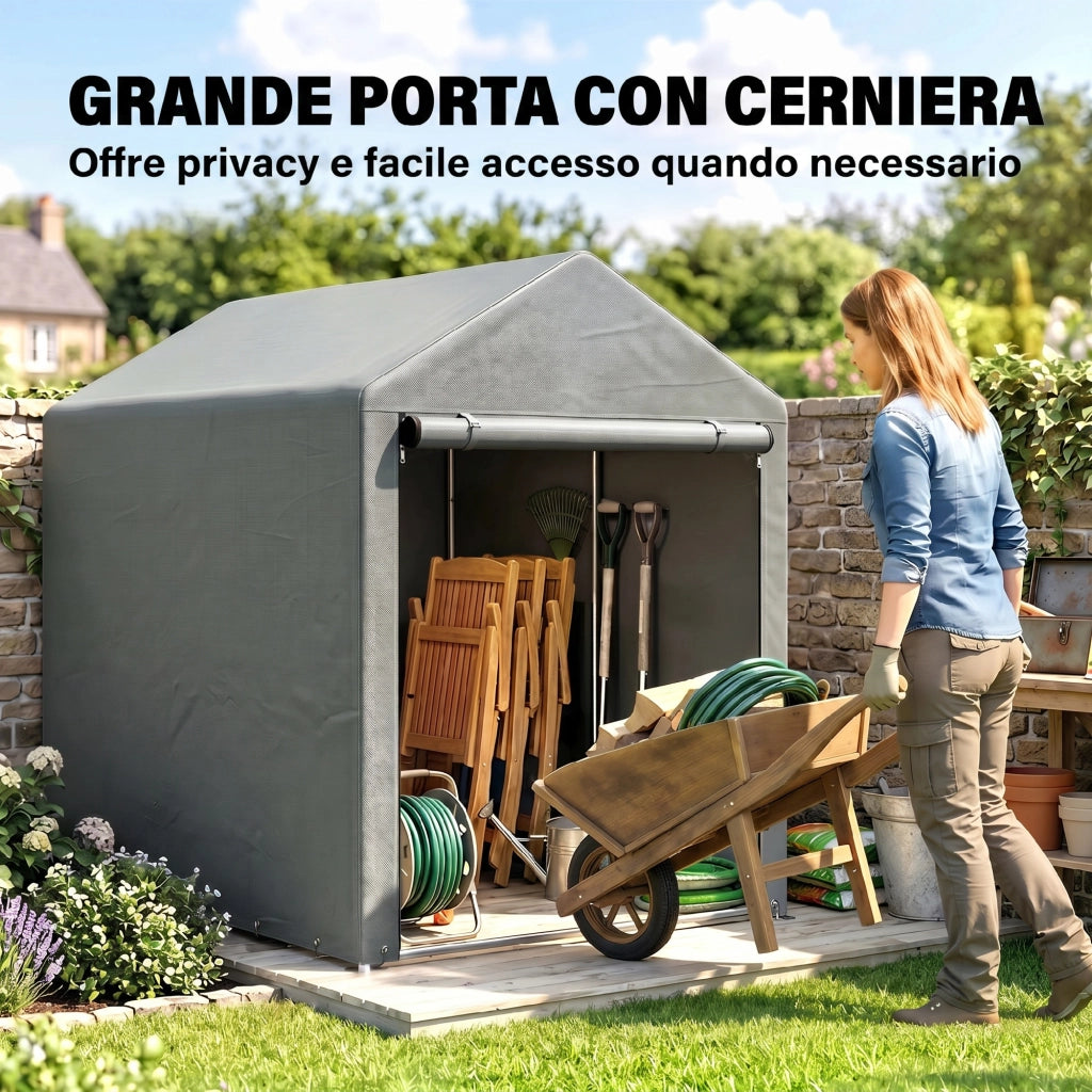 Capanna da Giardino per Biciclette 2 Posti ¨C zephmum ¨C Grigio 120x180x165 cm