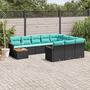 Set Divani da Giardino 11 pz con Cuscini Nero in Polyrattan 3226365