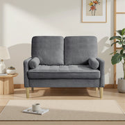 Divano a 2 posti in velluto a coste con cuscini imbottiti, stile scandinavo, gambe in legno grigio 107 × 71 × 20 cm