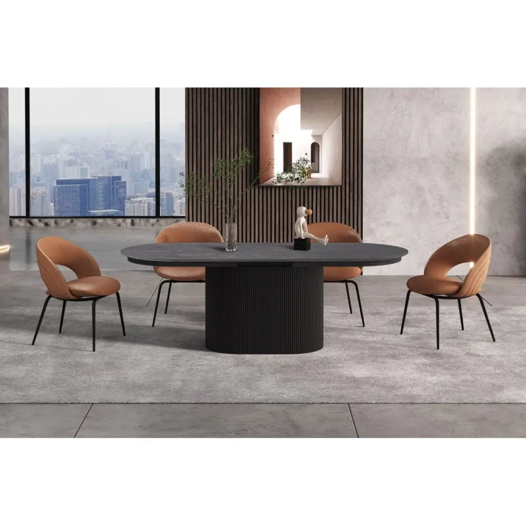 Tavolo allungabile VAGOS – 180-220 cm – Forma ovale – Colore marrone scuro – Stile Design