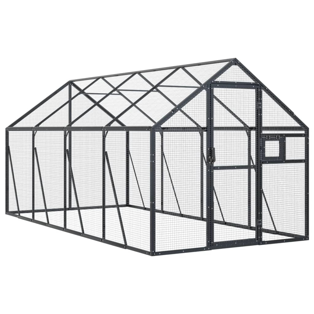 Voliera a gabbia 1,79 x 4 x 1,85 m alluminio antracite 02_0045634