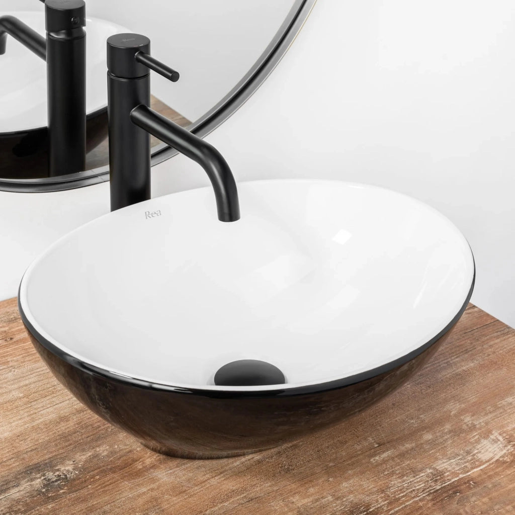 Lavabo Da Appoggio Rea Sofia White Black