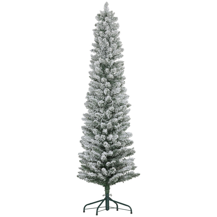 Albero di Natale Artificiale Innevato 180 cm 329 Rami e Luci LED Bianco Caldo Verde