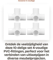 Connettore 4-in-1 in PVC - 10 pezzi - Elastomero 25 mm - Flessa di scarico - Kit per mobili - Bianco