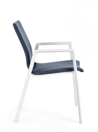 Set 4 Sedie da Giardino 55,5x60x83h cm con Braccioli Odeon Bianco Denim