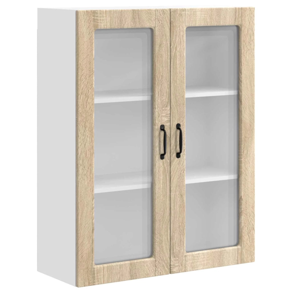 Pensile da cucina | Mobile in vetro da parete PORTO Rovere Sonoma 80 x 31 x 100 cm
