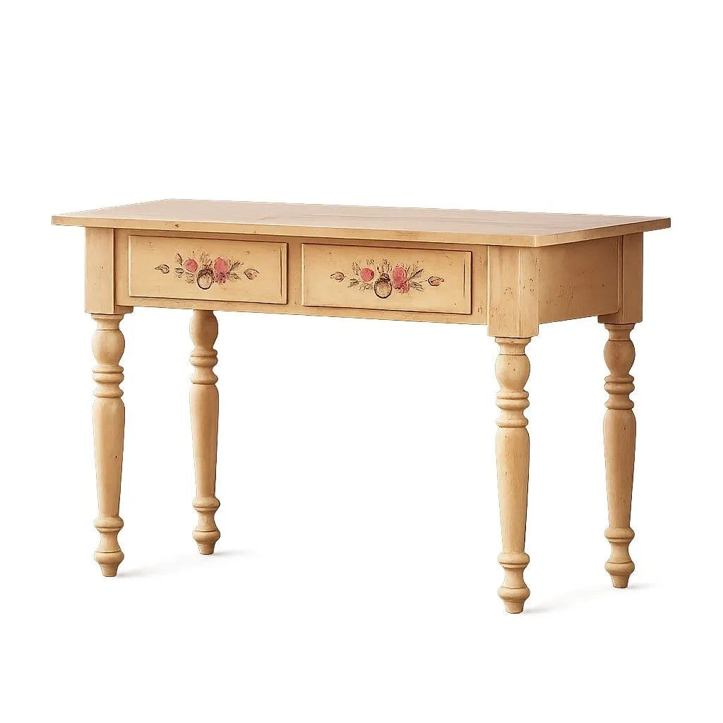Scrivania arte povera 2 cassetti legno shabby avorio rosso 105x55x80 (1426) - Mobili 2G