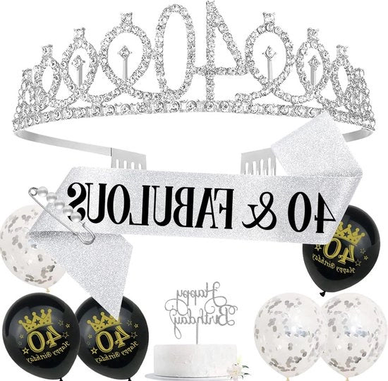 Regalo di compleanno donna argento corona - Collana di compleanno - Decorazioni di festa - Decorazione per torta
