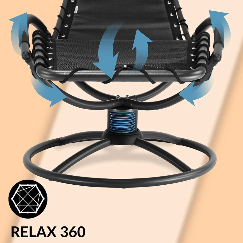 ® Sedia Relax Poltrona a Dondolo Sdraio Ergonomica Oscilla a 360° Incl. Poggiatesta Acciaio Salotto Esterno Interno Sedie Lettino Giardino