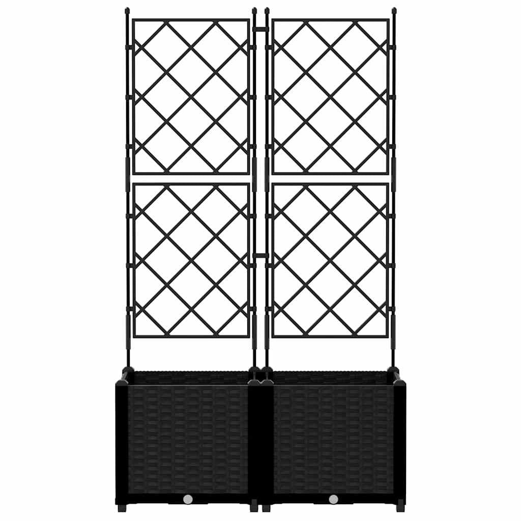 Set di 2 fioriere da giardino moderne da esterno 80 x 40 x 143 cm in acciaio nero 02_0058536