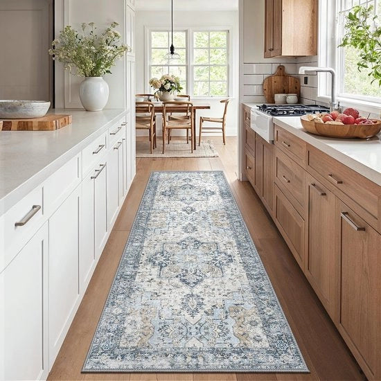 Loper Antiscivolo per Scale 80x200cm, Loper Vintage per Scale, Tappeto da Lavare, Tappeto per Notte, Loper Lungo per Cucina, Scale, Trappatoia
